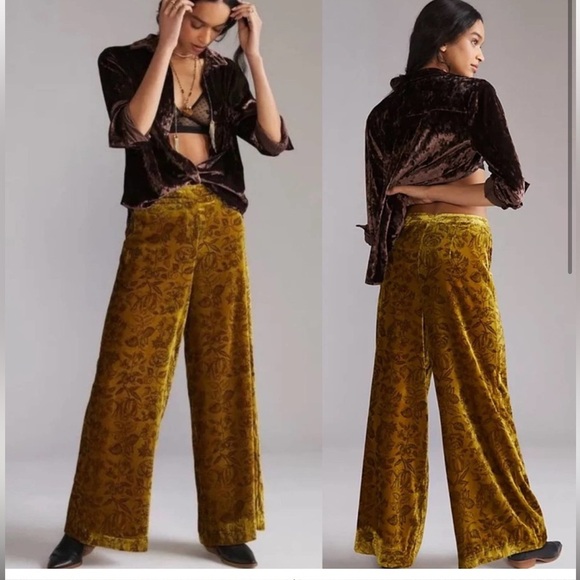 Anthropologie NEW Velvet Wide-Leg Pants. A7